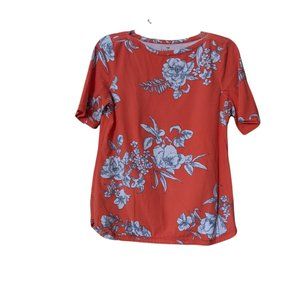 Talbots White Floral with Orange Background Short Sleeve Tee - Size MP